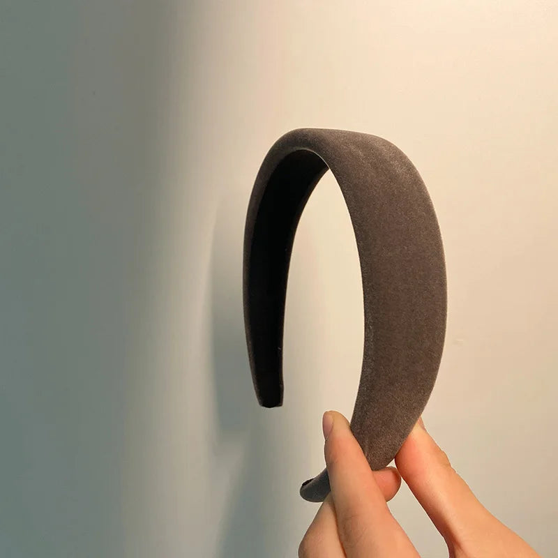 Winter Thick Black Headbands for Women Velvet Sponge Hairband Girls Wide Hair Bezel Elasticity Padded Headwear Hair Accessories