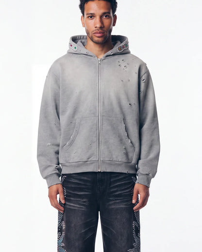 Bravest Studios Sapphire Zip Up Hoodie Heather Grey