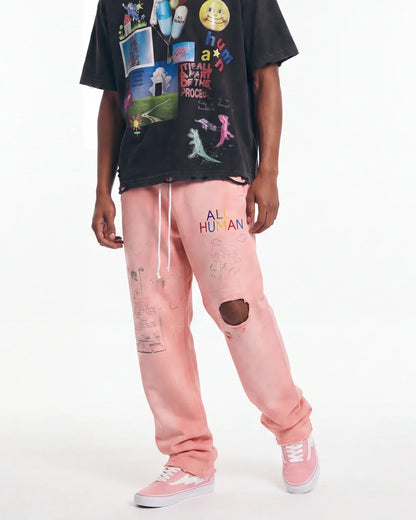 All Human Rehab Sweatpants Pink Wash