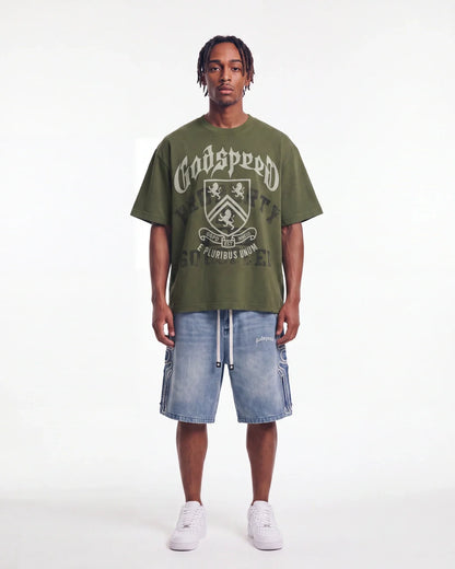 Godspeed Collegiate Tee Olive Wash
