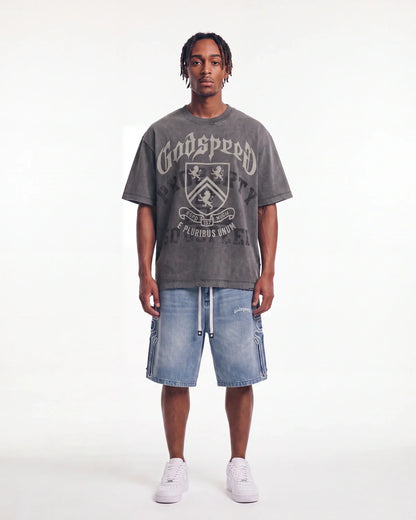Godspeed Collegiate Tee Grey Wash