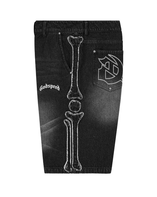 Godspeed Femur Frayed Denim Shorts Black