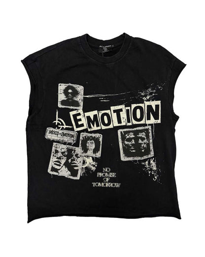 Mixed Emotions Newspaper Sleeveless Tee Black