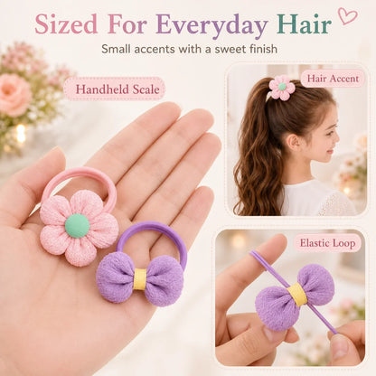 12PCS New Cut Hair Ties Princess Sweet Flower Bow Girls Women Elastic Hair Bands Hair Accessories Headwear Scrunchies 2030