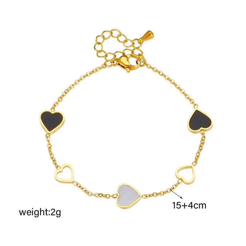DIEYURO 316L Stainless Steel Heart Love Charm Bracelet for Women Girl New Trend Bangles Non-fading Jewelry Birthday Gift Party