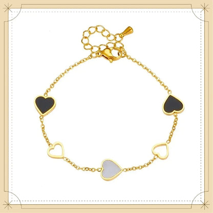 DIEYURO 316L Stainless Steel Heart Love Charm Bracelet for Women Girl New Trend Bangles Non-fading Jewelry Birthday Gift Party