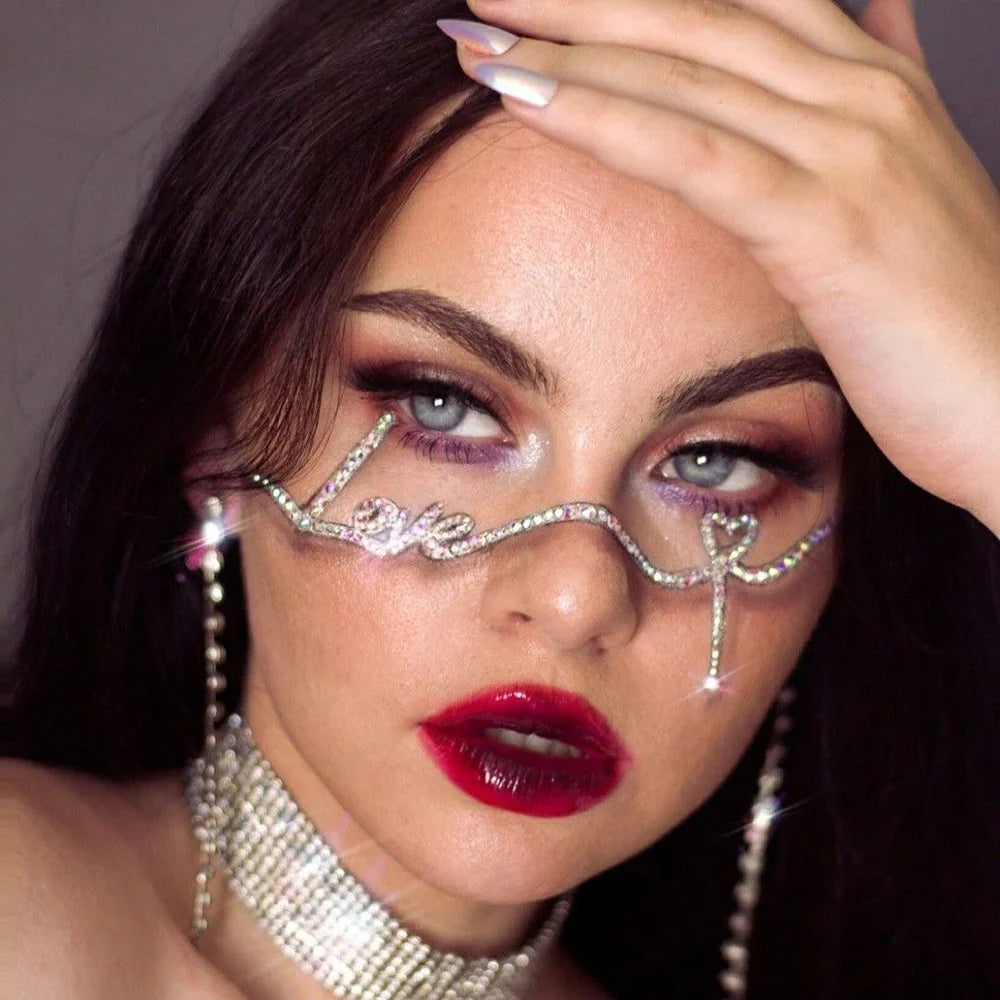 Stonefans Rhinestone Glasses Frame for Women Hight Quality Luxury Crystal Eyes Glasses Accessories Without Lenses Face Jewelry