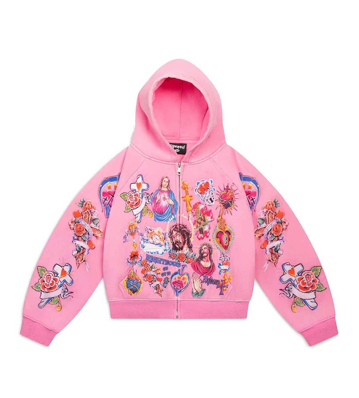 Righteous Risen King Zip Up Hoodie Pink